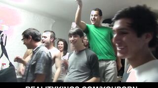 Slutty blonde college snatch with mouth starts dorm room sex party
