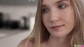 Jazmin Luv and her friend Claire Roos are hanging out in the kitchen into their bikinis when Jazmin's stepbrother, Ricky