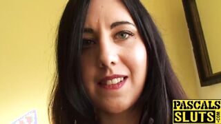 Amateur brunette wife Honesty masturbates on the couch