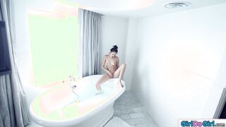 Latina walks in on her gf making sextape