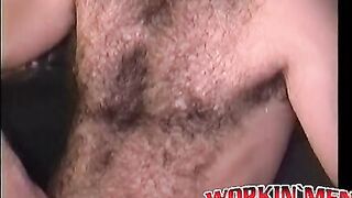 Mature hairy dude Sam solo plays before a nice cock sucking