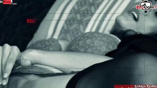 Dark Hair slut with big natural breasts into black nylon pantyhose