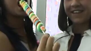 Amateur babes Lacey and Sasha kissing before hot dildo play