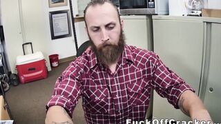 Muscle redneck blows BBC boss before riding him hard POV