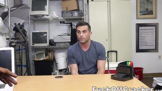 Hot stud blows big cock POV before interracial doggystyle