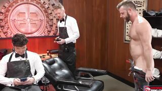 Gays fisting each other at the barber shop