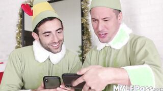 Tantalizing pornstar fucks in threesome dressed like Santa