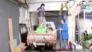 German voluptuous boobies amateur teens fucks at construction site