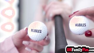 Petite teens played with balls and stick