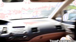 Porn stars pick up random dude on the road and then fuck him