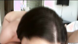 Gigantic-tit dark haired Melina Mason rides long-cock fresh out the shower