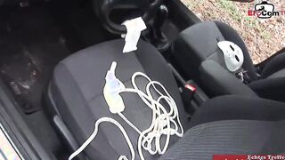 Anal sex into a car with a thin black haired bimbos