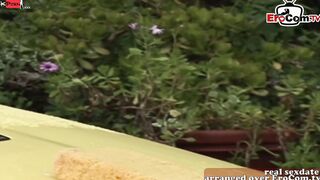 Outdoors interracial anal sex with a dark haired young hoe