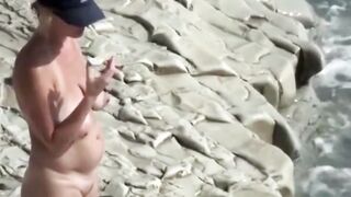 my mom floats on a mattress with dangling tits