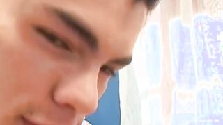 Sweet Latino twink blows his lover and receives drilling