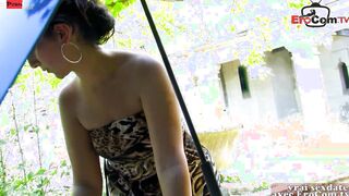 African haired 18 with tiny melons seudced on the street for outdoors Sex