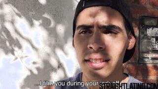 Bareback banged Latino gets picked up and squirted with jizz