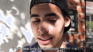 Bareback banged Latino gets picked up and squirted with jizz