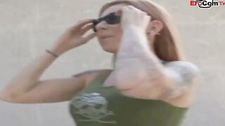 Blonde 18 picked up by an inked dyke twat with mouth for
