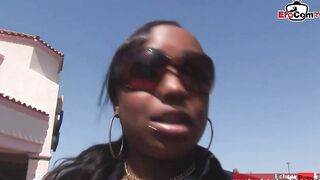 Fat bimbo with a gigantic ass pick up at the street from a long ebony dick