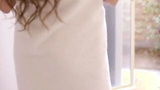 Arielle Faye and Damon Dice can't help but make eyes at each other as they pass one another into the