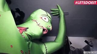 LETSDOEIT - (Lullu Gun, Fash, Jason Steel) - Petite German 19 Year Old Hardcore Halloween three Way Inside The Car With Turned On Monsters