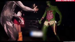 LETSDOEIT - (Lullu Gun, Fash, Jason Steel) - Petite German 19 Year Old Hardcore Halloween three Way Inside The Car With Turned On Monsters