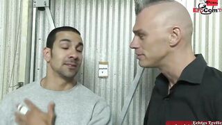 Slim tattooed blonde with small titted fucks in a boxingring