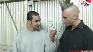 Slim tattooed blonde with small titted fucks in a boxingring