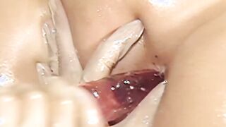 Lesbian pussy severely toyed by deviant hotties
