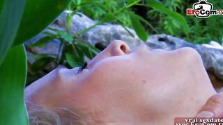 French blonde thin 19 yo next door has outside sex