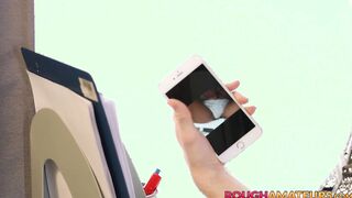 Tantalizing teen has her ass hole fucked rough on the floor