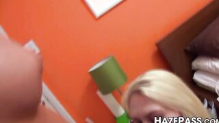 Irresistible lesbo shaves legs before strapon insertion