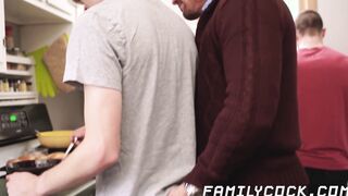 Sexy blond twink riding his stepdads fat cock and cumming