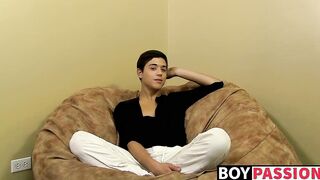 Sexy brunette twink Jamie Sanders loves being a bottom