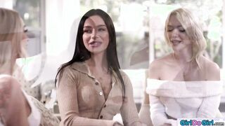 Bffs in a lesbian foursome with new gfs