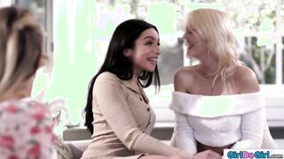 Bffs in a lesbian foursome with new gfs