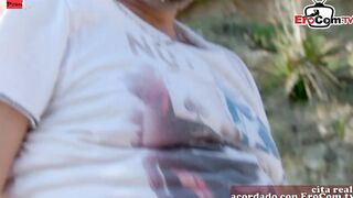 Outside Sex at the Beach with a blonde natural boobies Teens