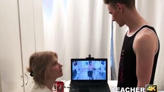 Natural tits Blonde GILF spilled and fucked by student