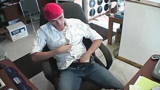 Sexy guy with a smooth and toned body jack his big cock off