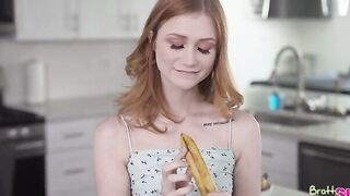 Fondling a banana gives redheaded minx Scarlet Skies an idea. Her stepbrother, Alex Mack, comes to ask what's going on.