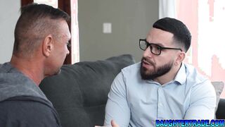 Teen and stepdads intense group sex