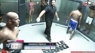 Blonde bimbo with natural tits fucks into a boxing ring