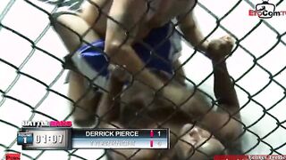 Blonde bimbo with natural tits fucks into a boxing ring