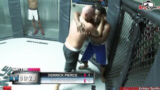 Blonde bimbo with natural tits fucks into a boxing ring