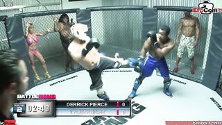 Blonde bimbo with natural tits fucks into a boxing ring