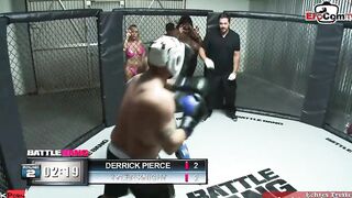 Blonde bimbo with natural tits fucks into a boxing ring