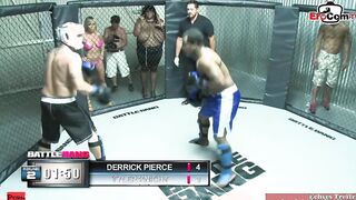 Blonde bimbo with natural tits fucks into a boxing ring