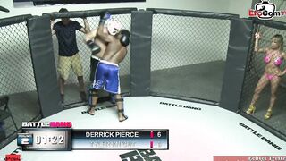 Blonde bimbo with natural tits fucks into a boxing ring