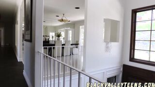 Ebony teen from next door Daya Knight bounces on white tool
